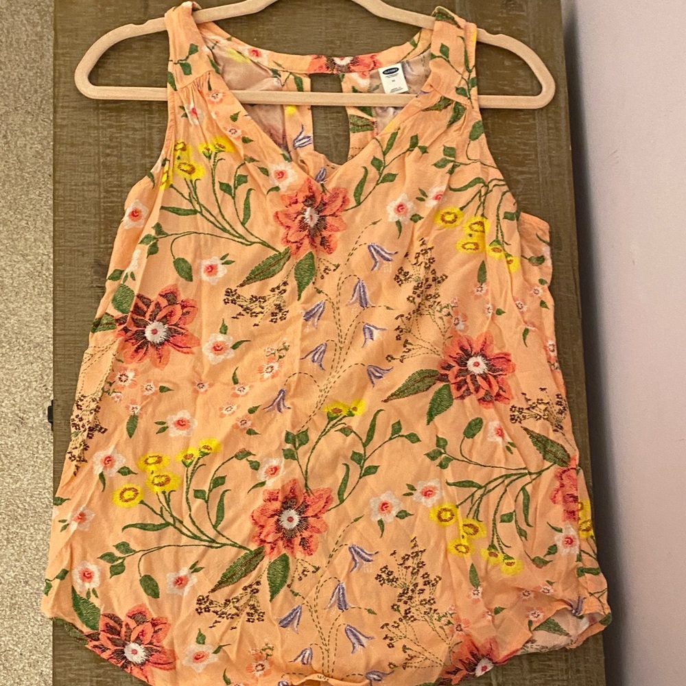 Old Navy Floral Peach Tank Top